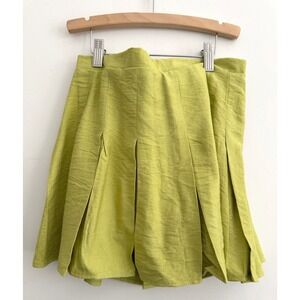 Evolutionary Chartreuse Pleated Skort High Waist Preppy Streetwear Size Small